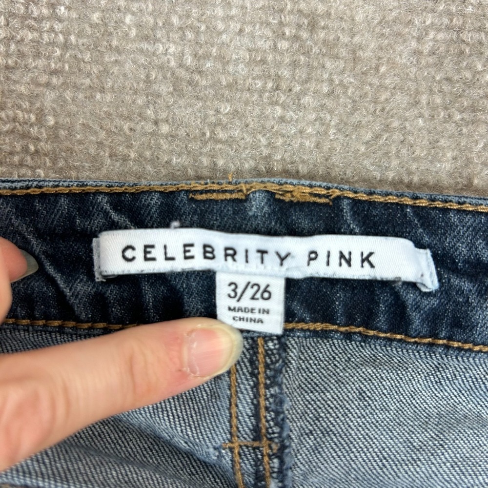 Celebrity Pink Jeans Women 3/26 Blue Denim Faded Stretch Streetwear Straight Leg - Picture 9 of 16